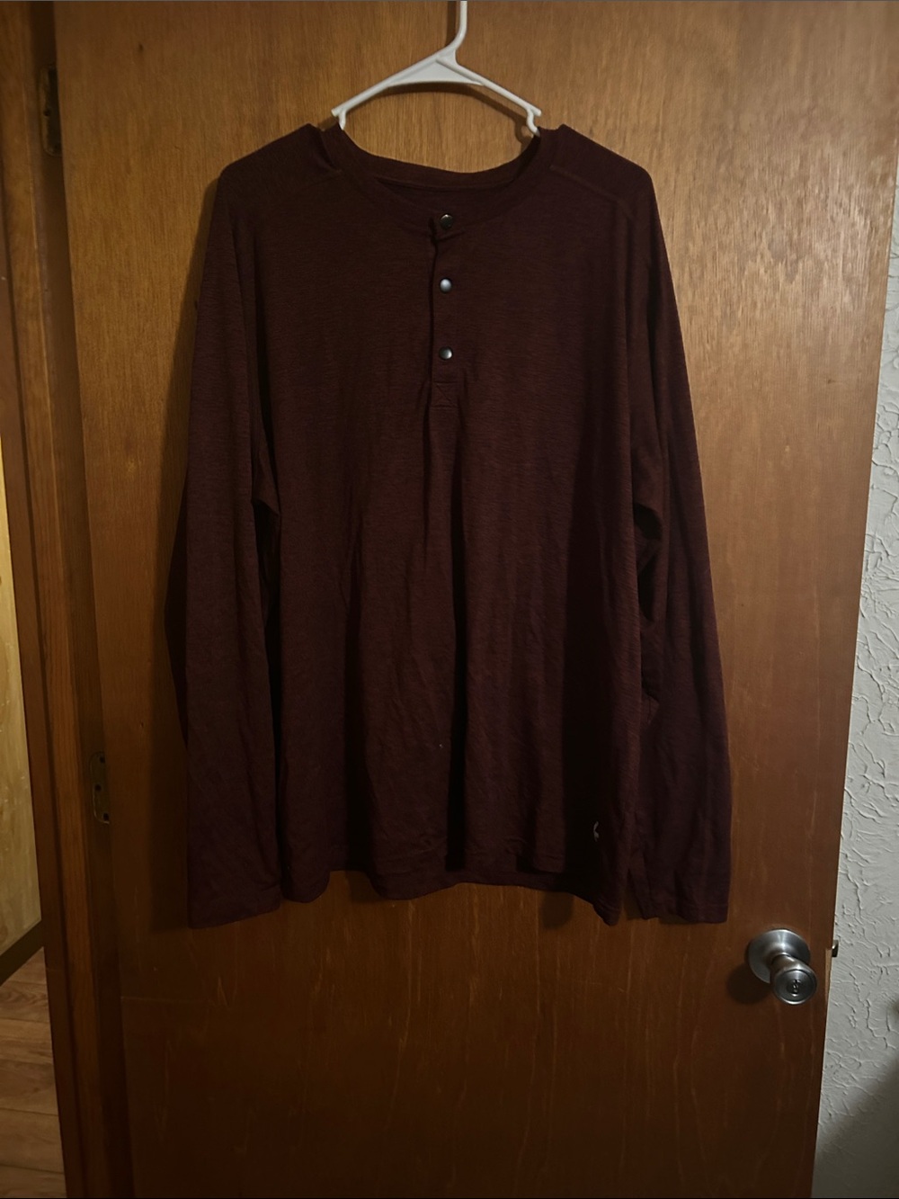 Men's Long-Sleeve Henley Shirt - Deep Burgundy
